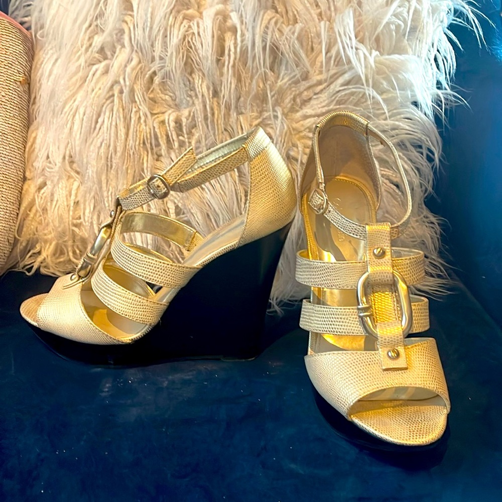 Calvin Klein Gold wedge sandals